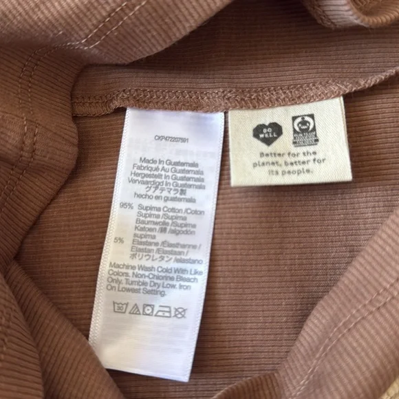 NWT Madewell Brown One Shoulder Ribbed Supima Cotton Tank Top Small - Picture 4 of 4